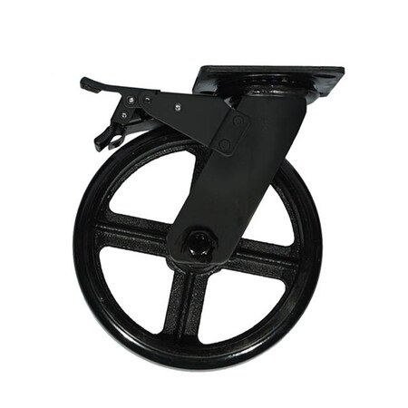 Osborne Wood Products 9 1/2 x 8 x 4 Swivel Lock Caster 8" Wheel in Flat Black Finish 4978BL